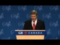  - Le premier ministre du Canada et h�te des sommets du G8 et du G20, Stephen Harper, y est all� de la d�claration suivante au terme de la rencontre du G8.  - Cliquez pour plus de d�tails